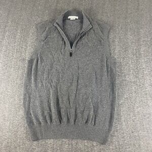 Martin 100% Cashmere Sweater Vest Mens XL Gray 1/4 Zip Italian Knit